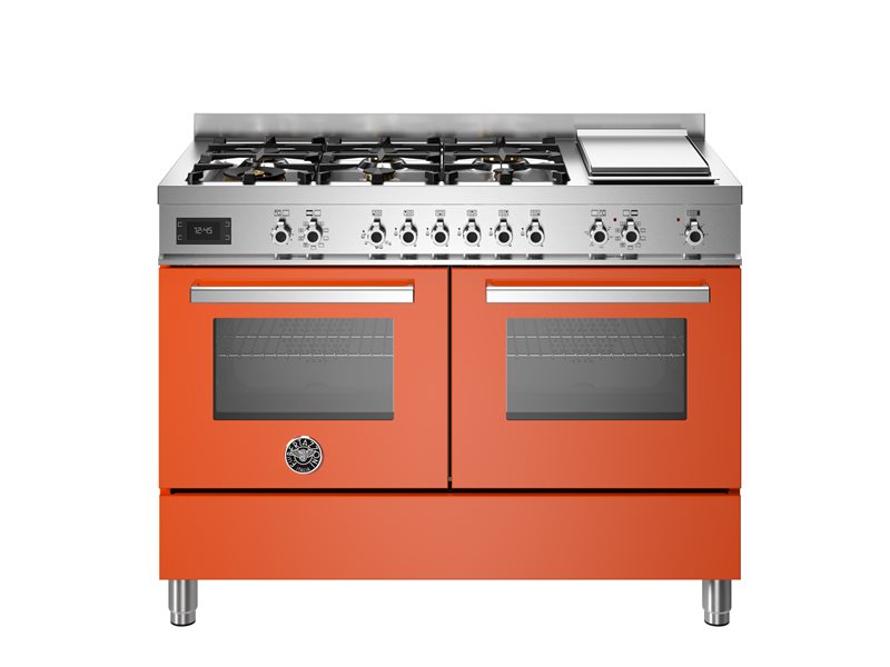 Bertazzoni 120 cm 6-burner + griddle, Electric Double Oven Professional Series-Aranico (Orange)