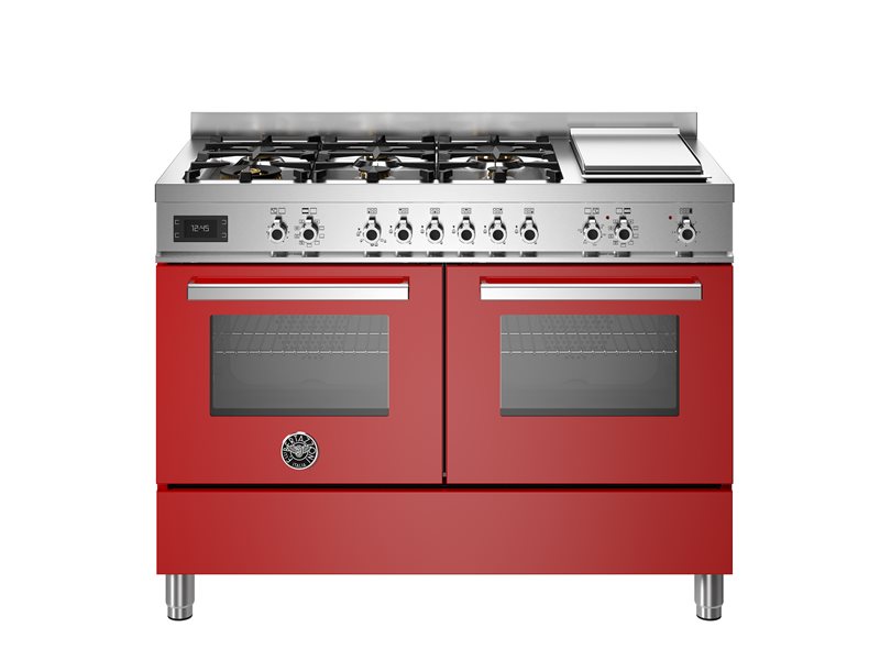 Bertazzoni 120 cm 6-burner + griddle, Electric Double Oven Professional Series-Rosso (Red)