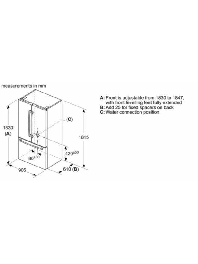 Bosch KFF96PIEP Series 8, French door bottom freezer, multi door, 183 x 90.5 cm, Stainless steel (with anti-fingerprint)