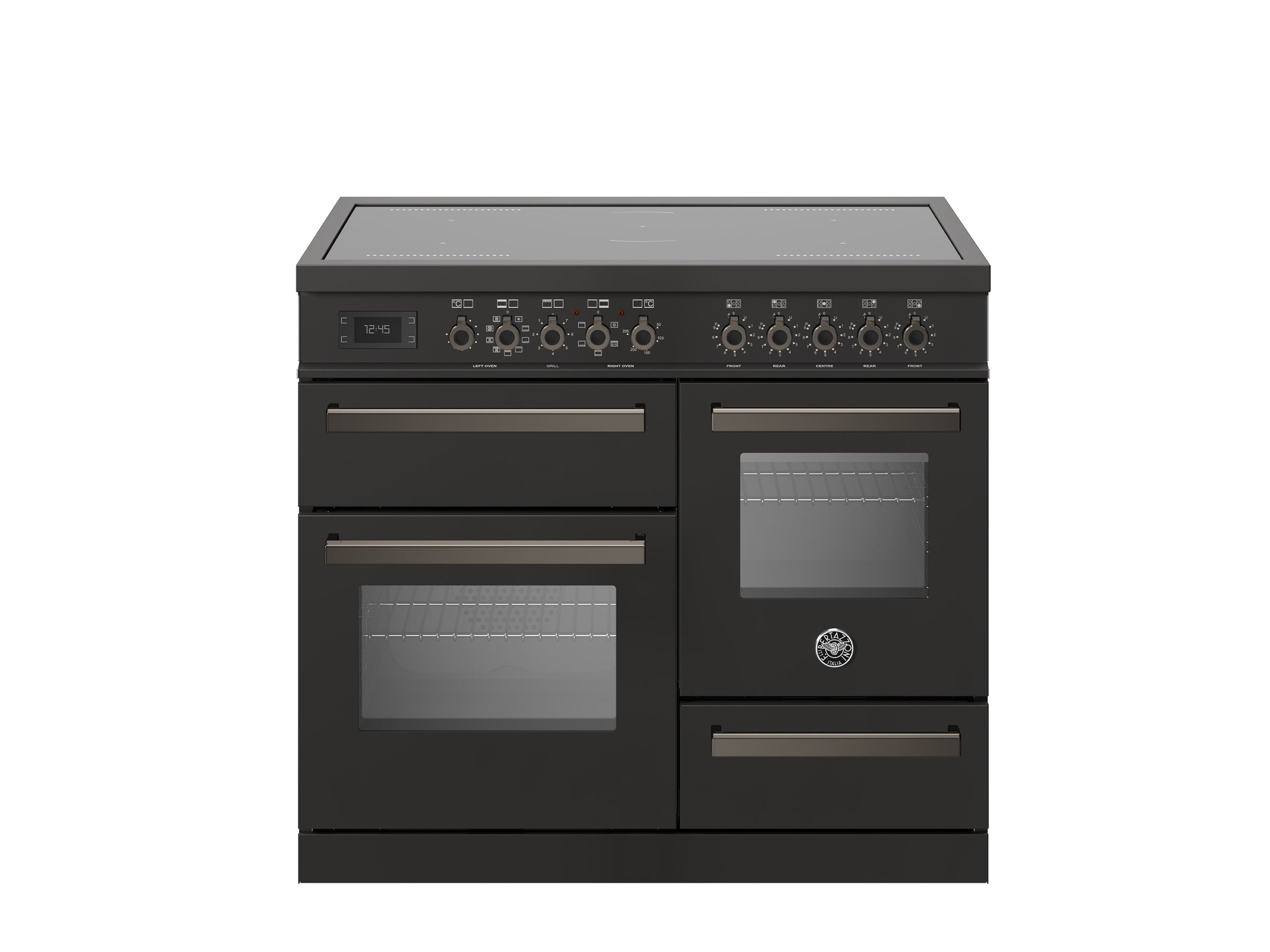 Bertazzoni 100 cm induction top electric triple oven Professional Series-Carbonio (Carbon)