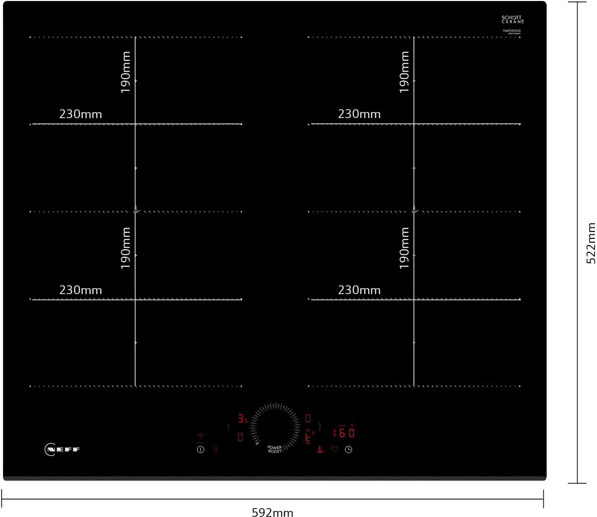 NEFF T66FHX4L0 N70 Induction hob 60 cm surface mount without frame