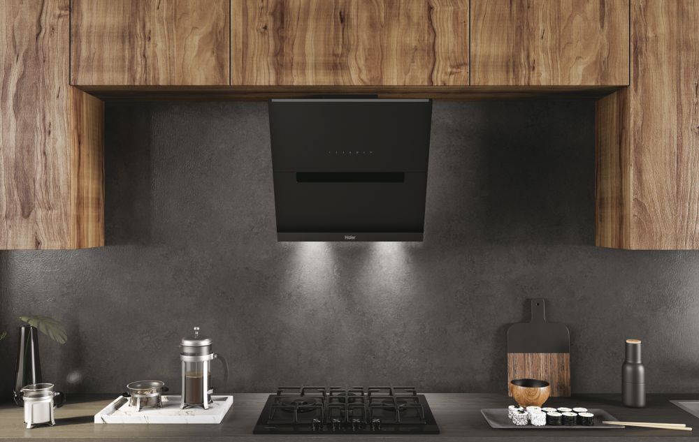 CLEARANCE Haier HADG6DS46BWIFI 60cm Angled Glass Chimney Wall Mounted