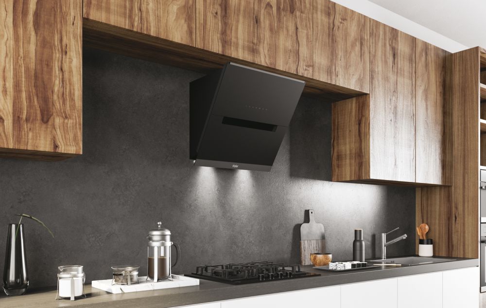CLEARANCE Haier HADG6DS46BWIFI 60cm Angled Glass Chimney Wall Mounted