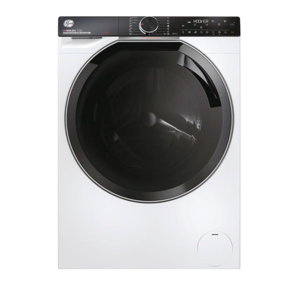 Clearance Hoover H7W412MBC-80 Freestanding 12kg 1400rpm Washing Machine-White with Black door