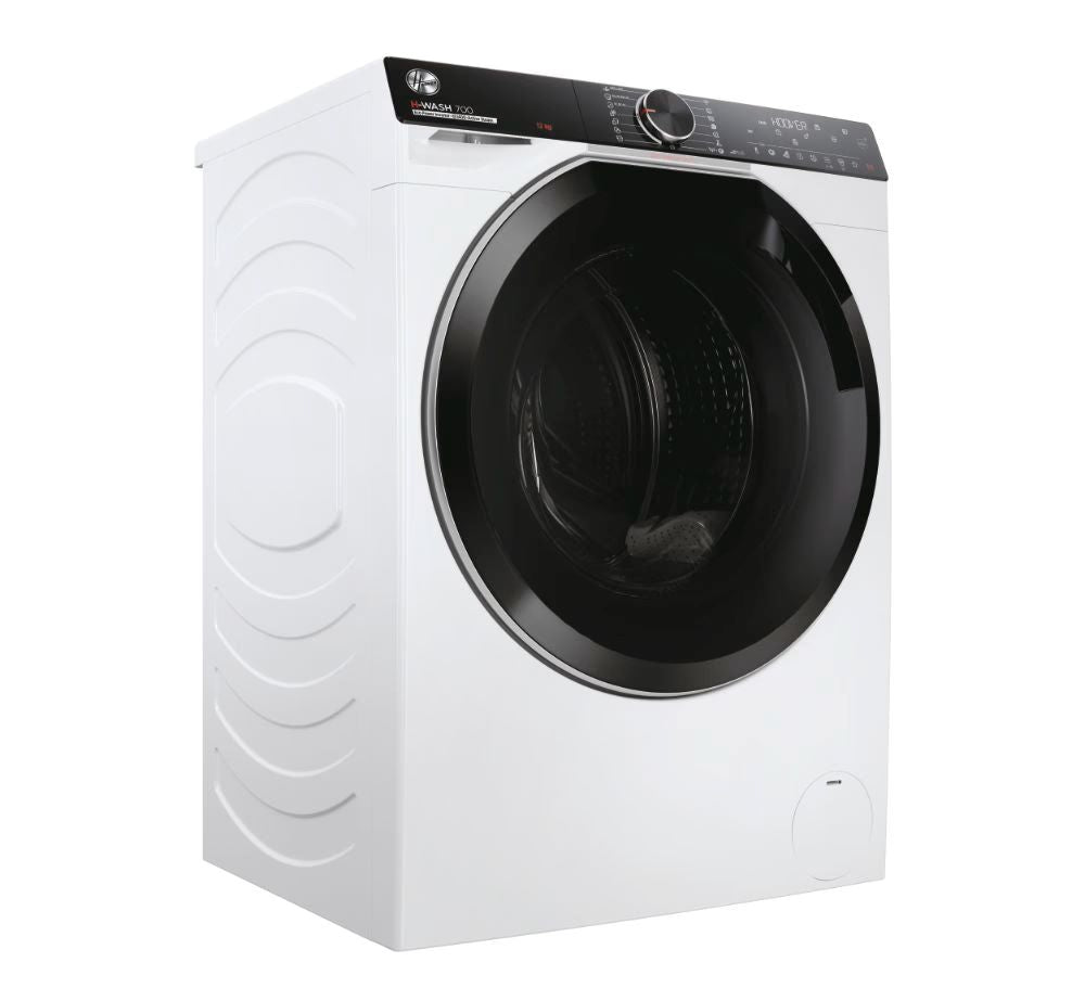 Clearance Hoover H7W412MBC-80 Freestanding 12kg 1400rpm Washing Machine-White with Black door