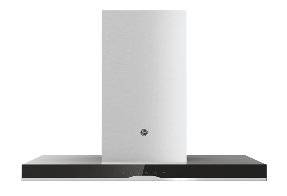 Hoover HTSI9CBK5XWIFI 90cm Wi-Fi Island hood, black glass & SS trim