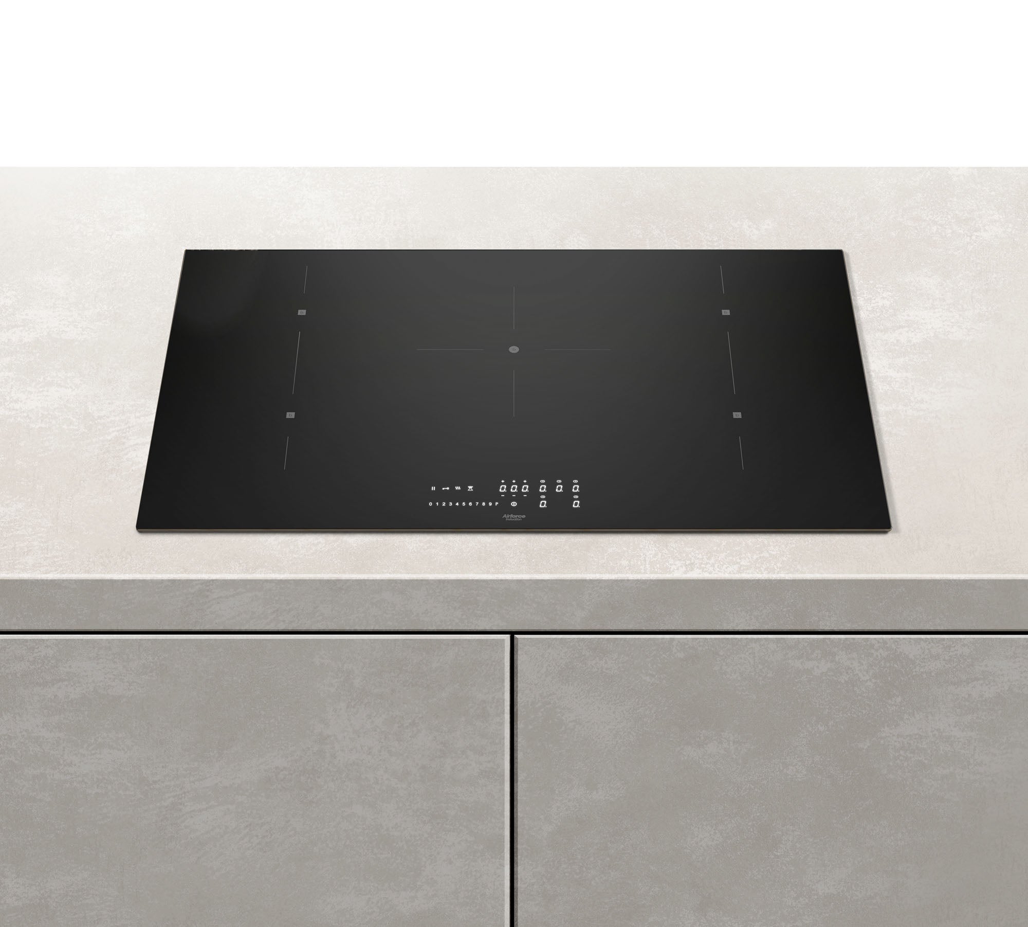 Aiforce Plus 90cm Induction Hob with 5 Zones Touch slider controls Black Glass Finish