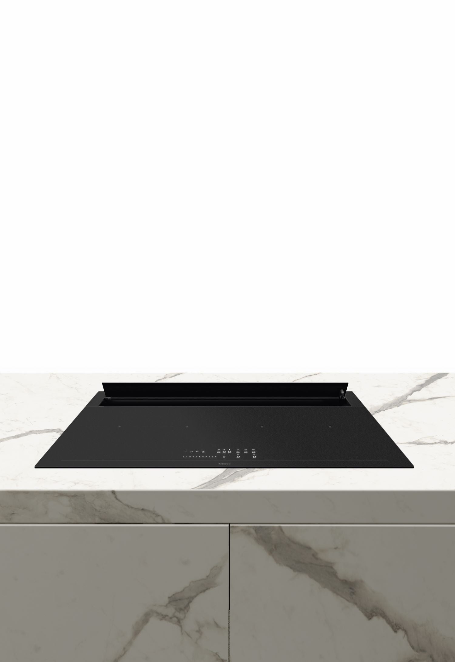 Airforce Innova Slim Plus Petra Filtering 90cm Induction hob with on-board Motor & Rear Downdraft with Full Matt Glass Finish