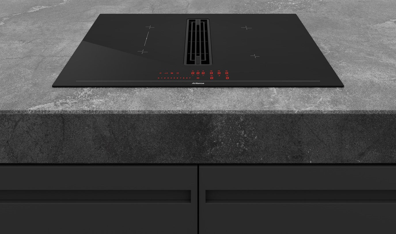 Airforce Innova Artis Plus 72cm Aspirating Induction Hob with Central Extraction with Matte Glass Finish