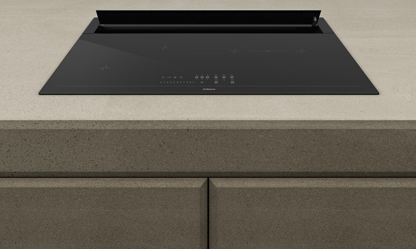 Airforce Innova Slim 80cm Filtering Induction Hob with Rear Downdraft with On-Board Motor Matte Glass Finish