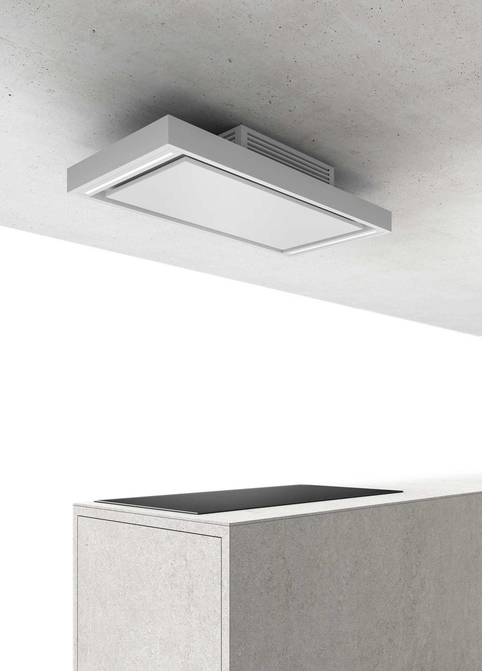 Airforce Silhouette F 100cm Ceiling Cooker Hood White Stainless Steel Finish Intgera ready & Remote Control