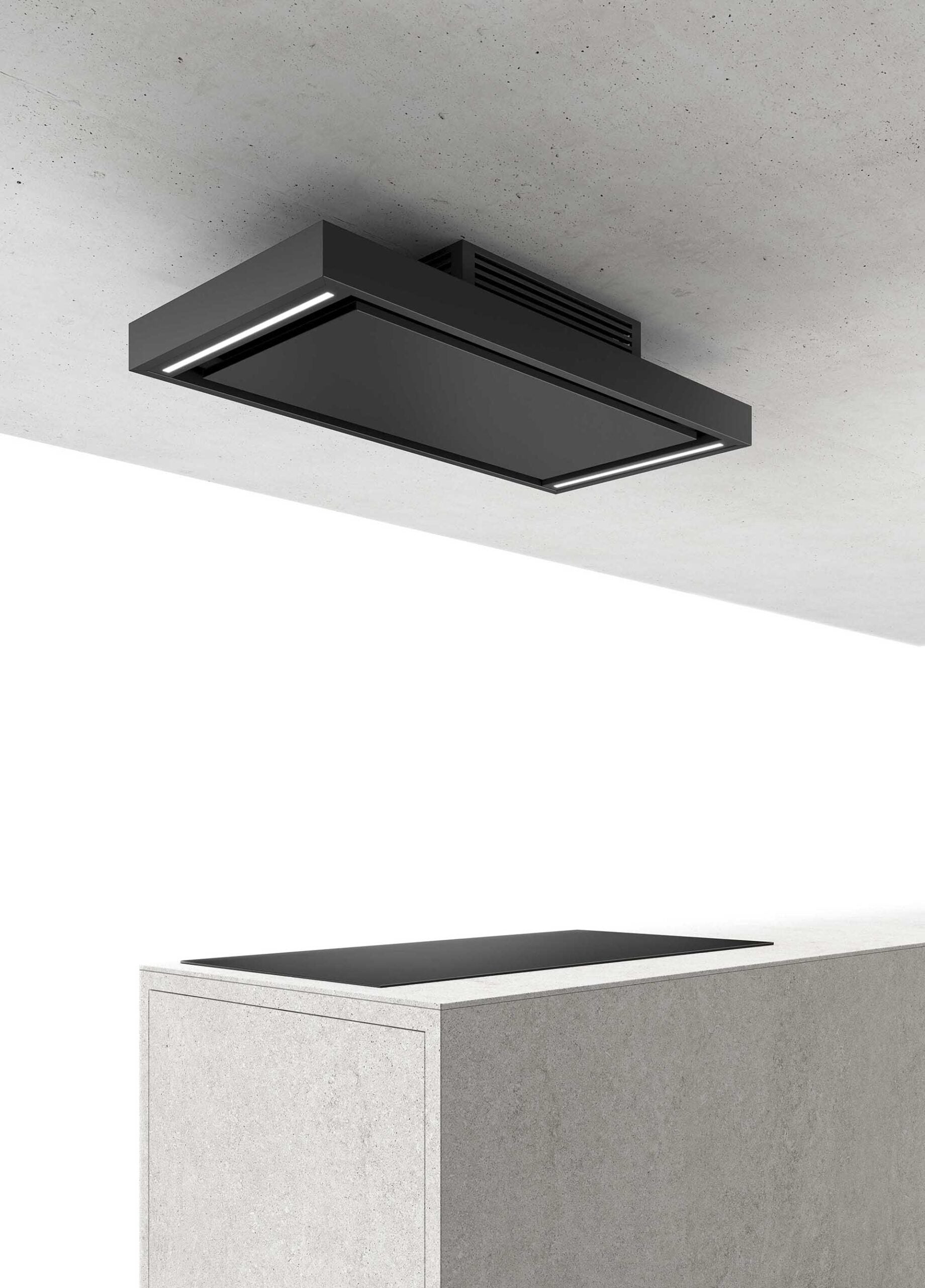 Airforce Silhouette Filtering 100cm Island Cooker Hood with LED lighting Black and Stainless Steel Finish