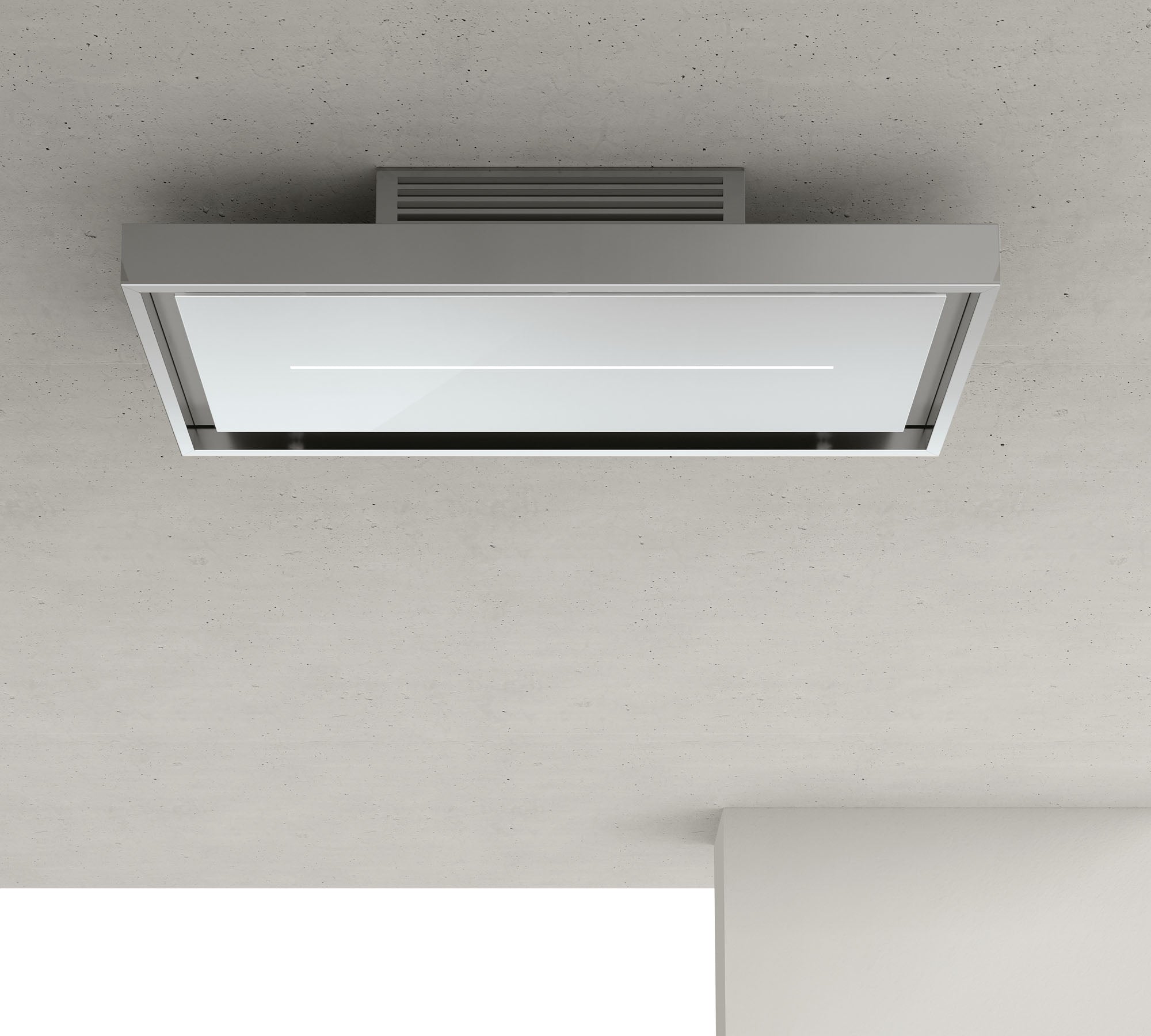 Airforce Sinergia F 100cm Island Cooker Hood White Glass and LED Strip with Remote Control