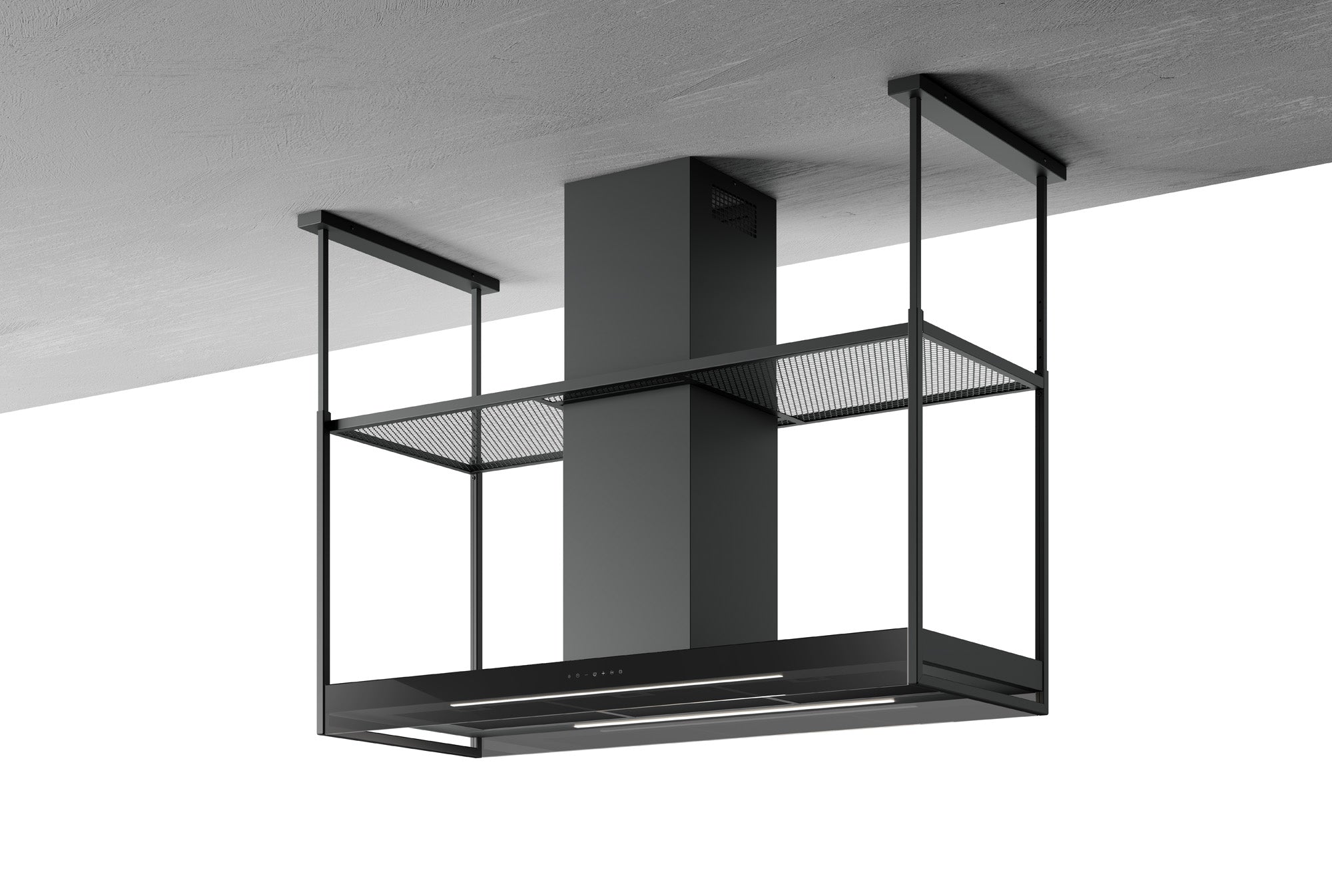 Airforce ANTARES 140cm Island Cooker Hood with Touch Controls in Black Steel Finish