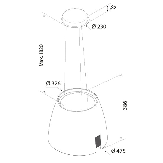 Airforce Ballerina Crisalide 47,5cm Island Cooker Hood with Control & Digital Closck Display in Satin White Finish