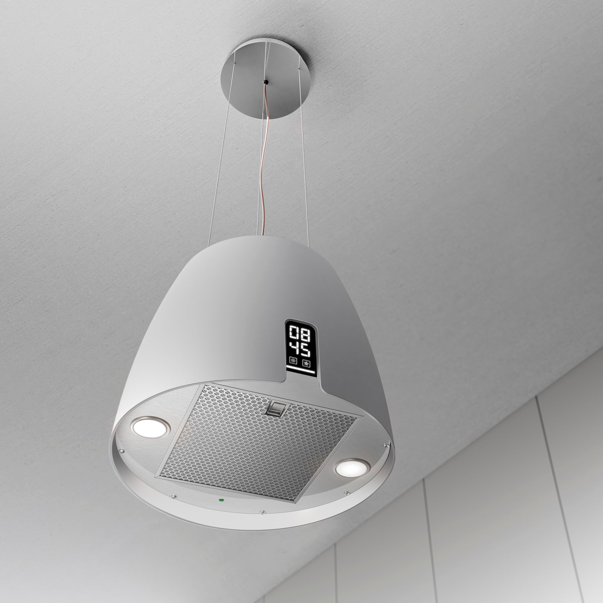 Airforce Ballerina Young 47,5cm Island Cooker Hood with Touch Control & Clock Display Satin White Finish