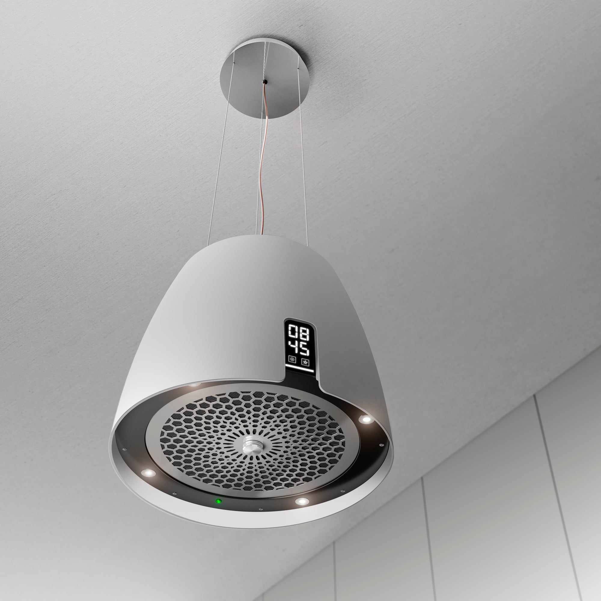 Airforce Ballerina Crisalide 47,5cm Island Cooker Hood with Control & Digital Closck Display in Satin White Finish