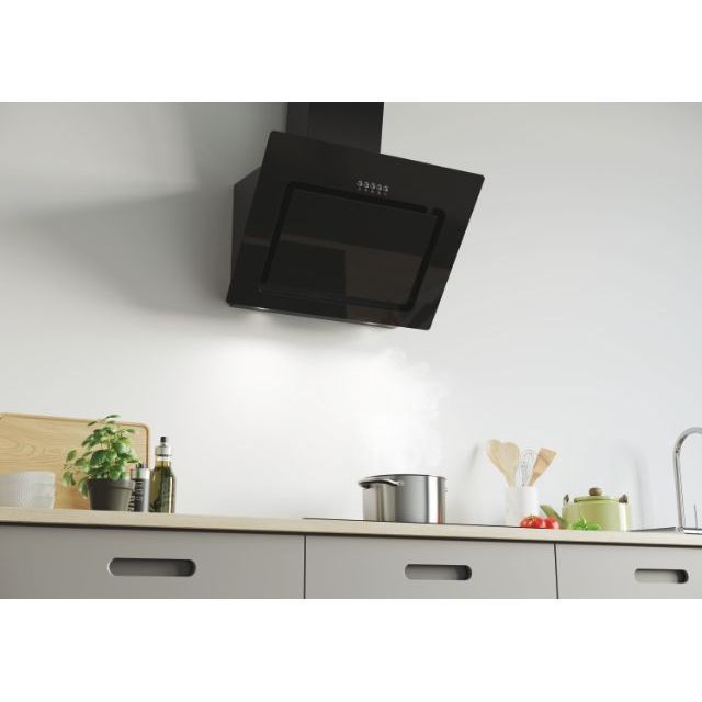 Clearance Candy CVMAD60/1N/S 60cm Wall Mounted angled cooker hood - Black glass