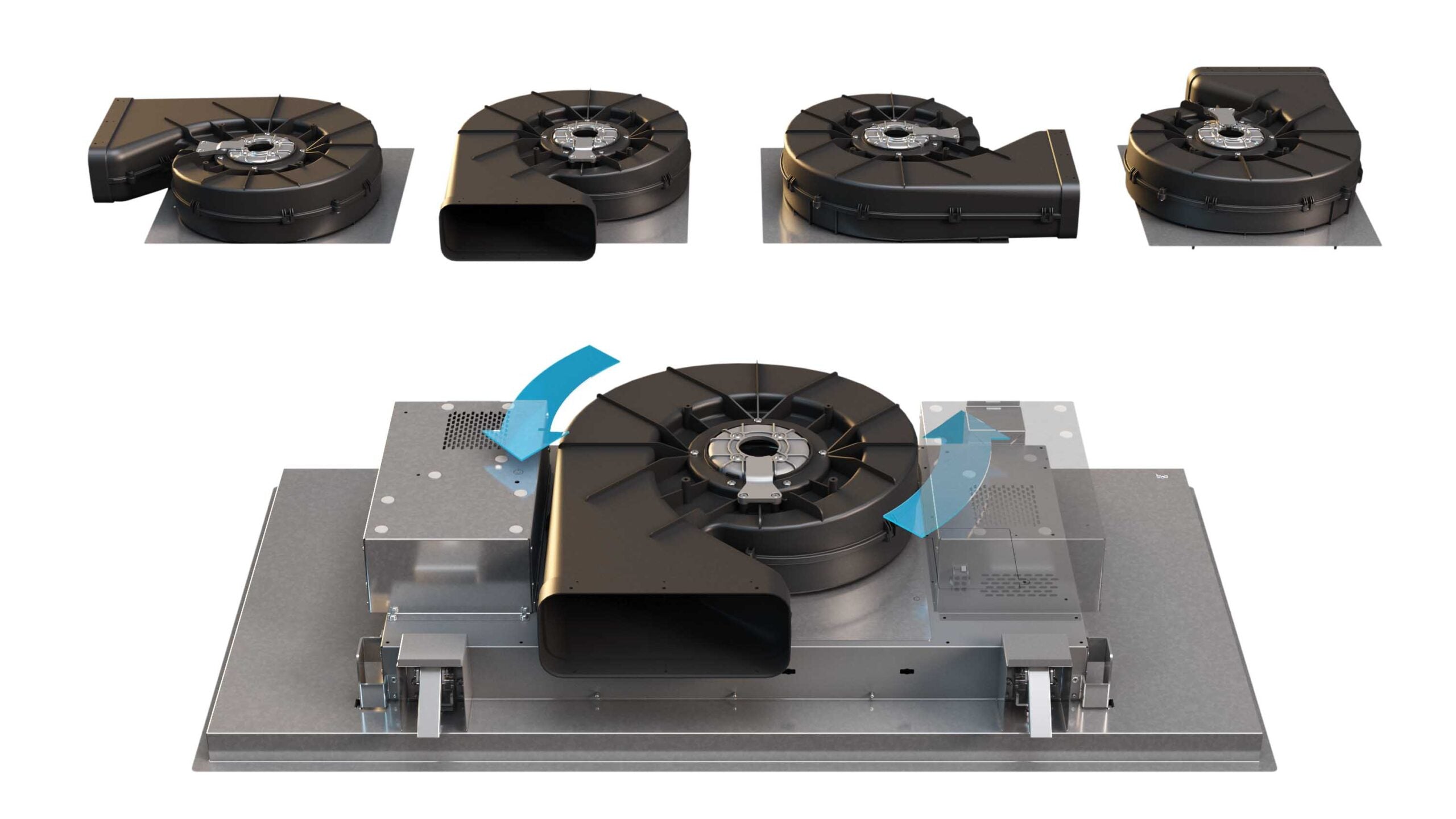 Airforce Silhouette Easy Up 100cm Ceiling Mounted Cooker hood with Flat Motor - Black Steel Finish