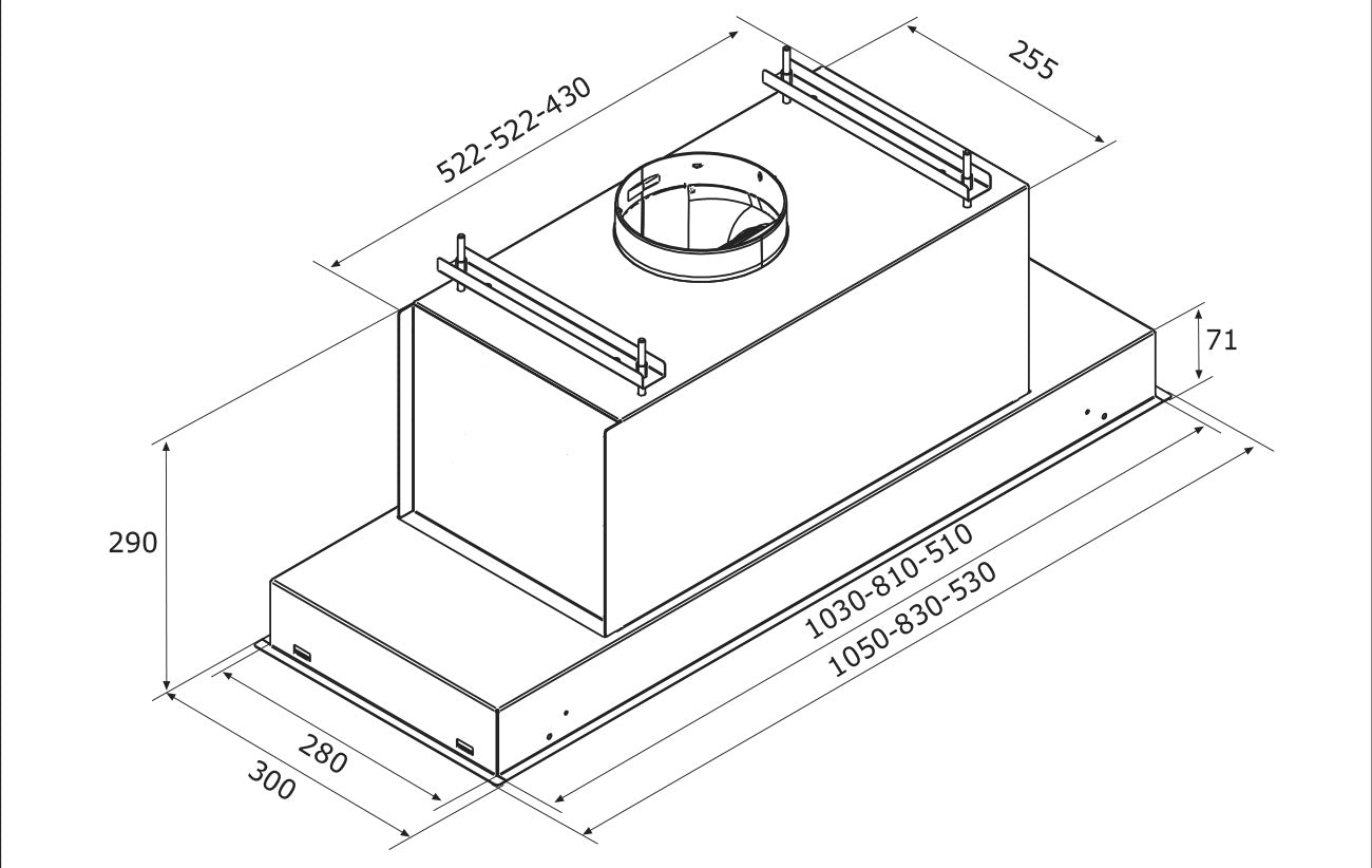 Airforce F96 TLC 83cm Ceiling Island Cooker Hood with Integra System - Stainless Steel