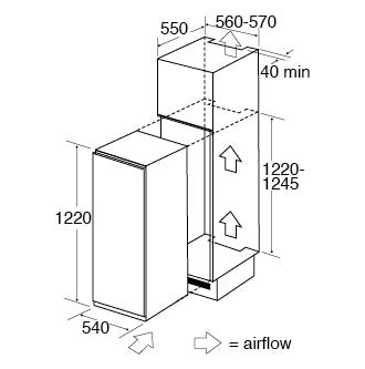 CDA FW522 Integrated three-quarter height fridge