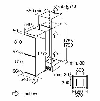 CDA FW852 Integrated 50/50 combination fridge freezer