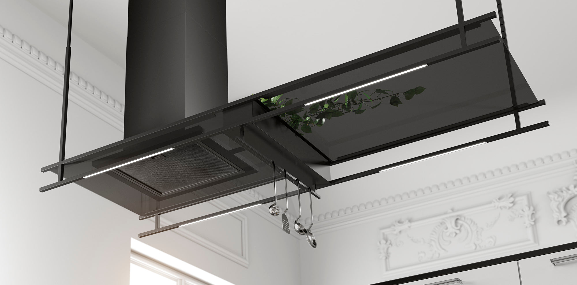 Airforce Frame 180cm Premium Island Cooker Hood - Antracite Finish