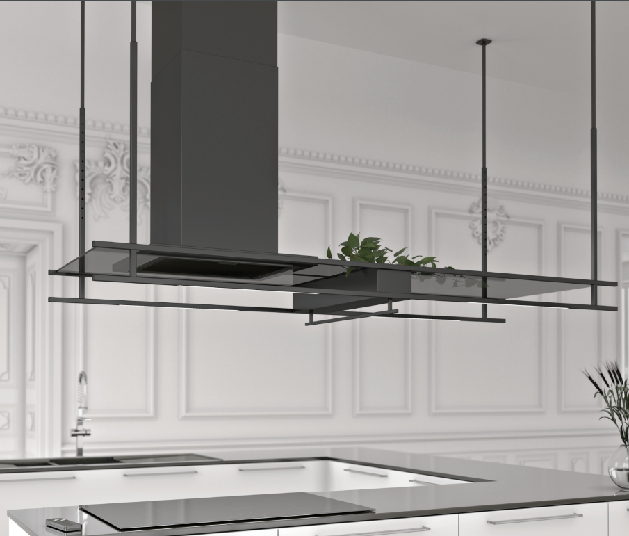Airforce Frame 140cm Premium Island Designer Cooker Hood - Antracite Finish