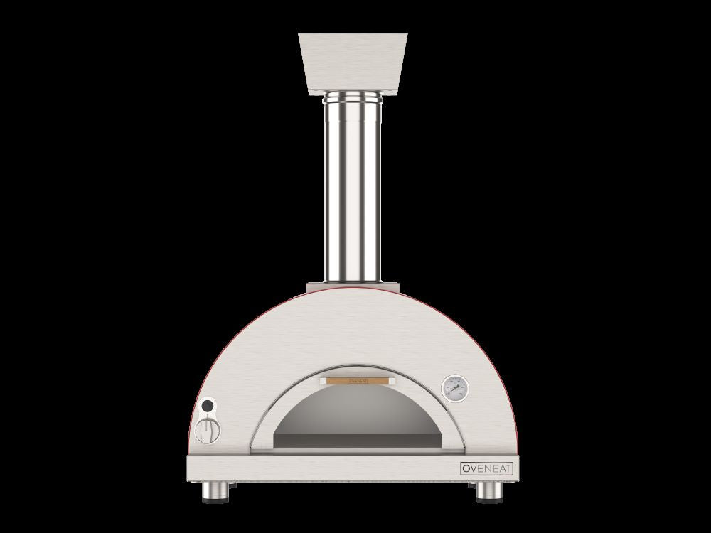 Oveneat GDD-1VR Red Gas Single Pizza Oven with Glass Drop Down Door includes Pizza Peel