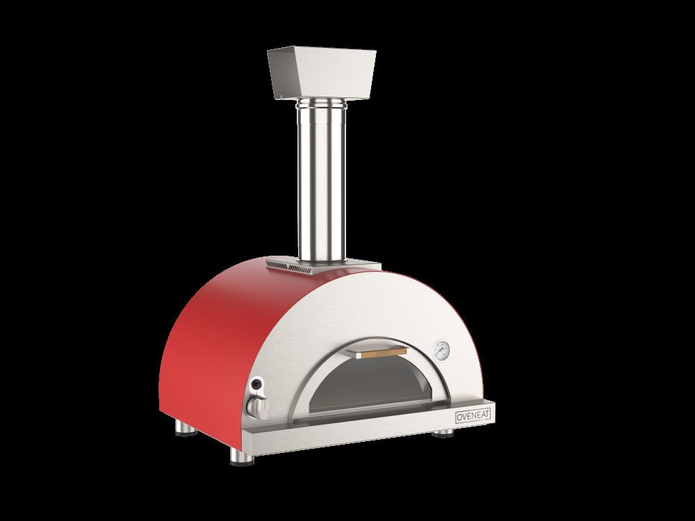 Oveneat GDD-1VR Red Gas Single Pizza Oven with Glass Drop Down Door includes Pizza Peel