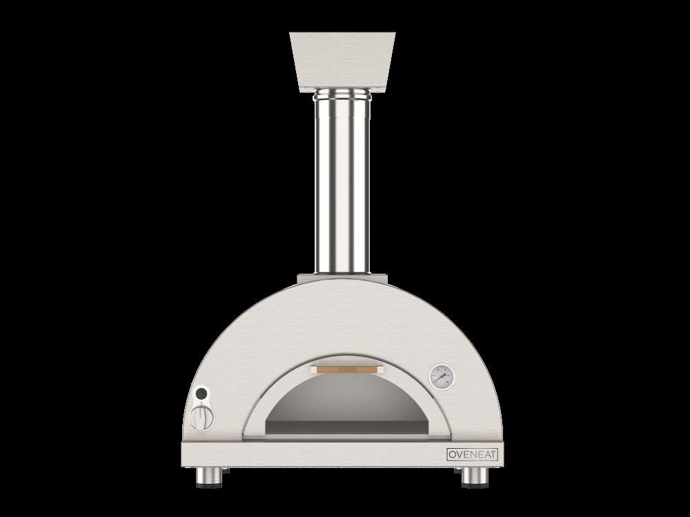 Oveneat GDD-1X Stainless Steel single gas pizza oven with glass drop-down door includes pizza peel