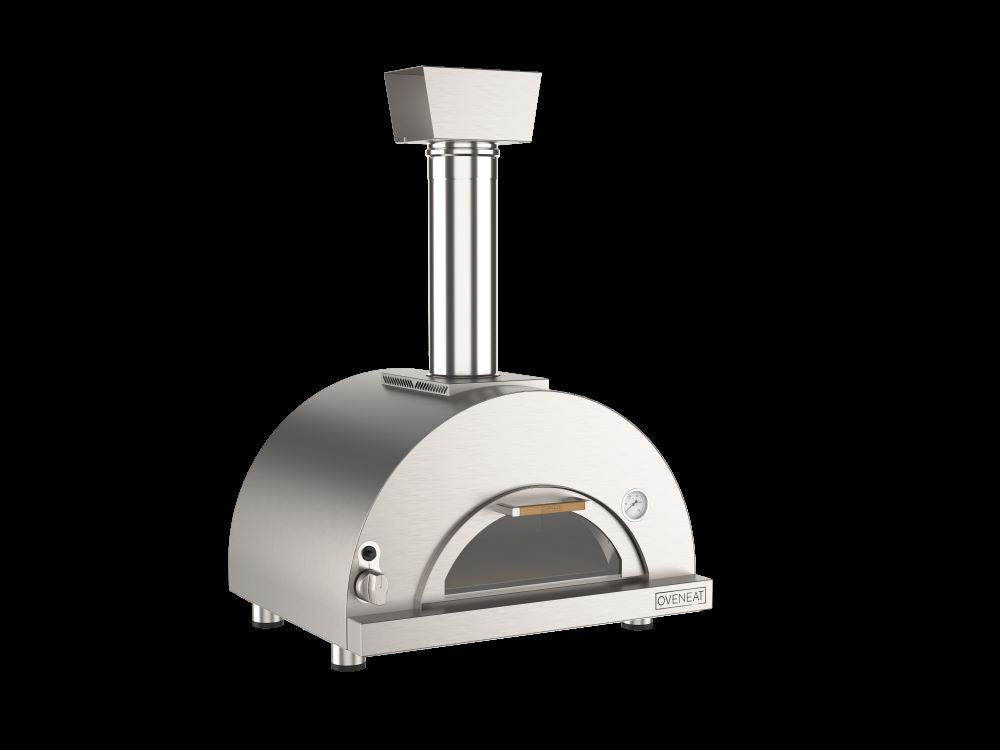 Oveneat GDD-1X Stainless Steel single gas pizza oven with glass drop-down door includes pizza peel