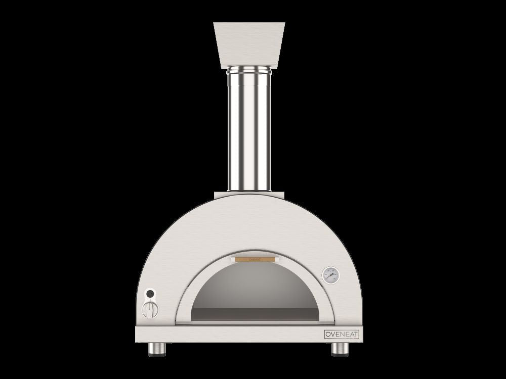 Oveneat GDD-2VG Charcoal Grey Double gas pizza oven with drop-down glass door includes pizza peel