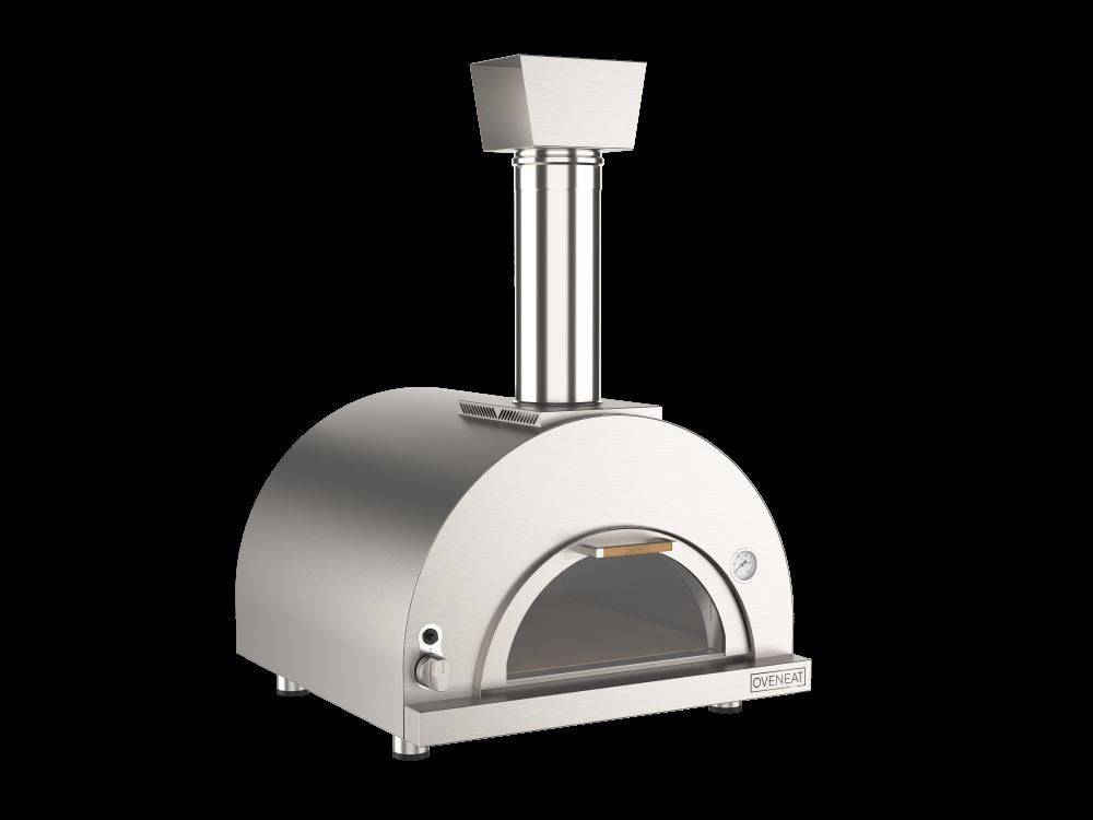 Oveneat GDD-2X Stainless Steel Double gas oven with glass drop-down door includes pizza peel