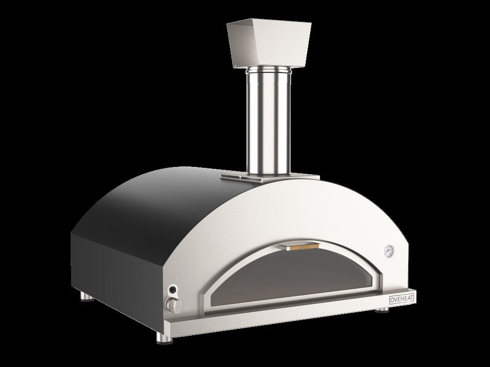 Oveneat GDD-5VG Charcoal grey gas pizza oven for upto five pizzas with drop-down glass door includes pizza peel