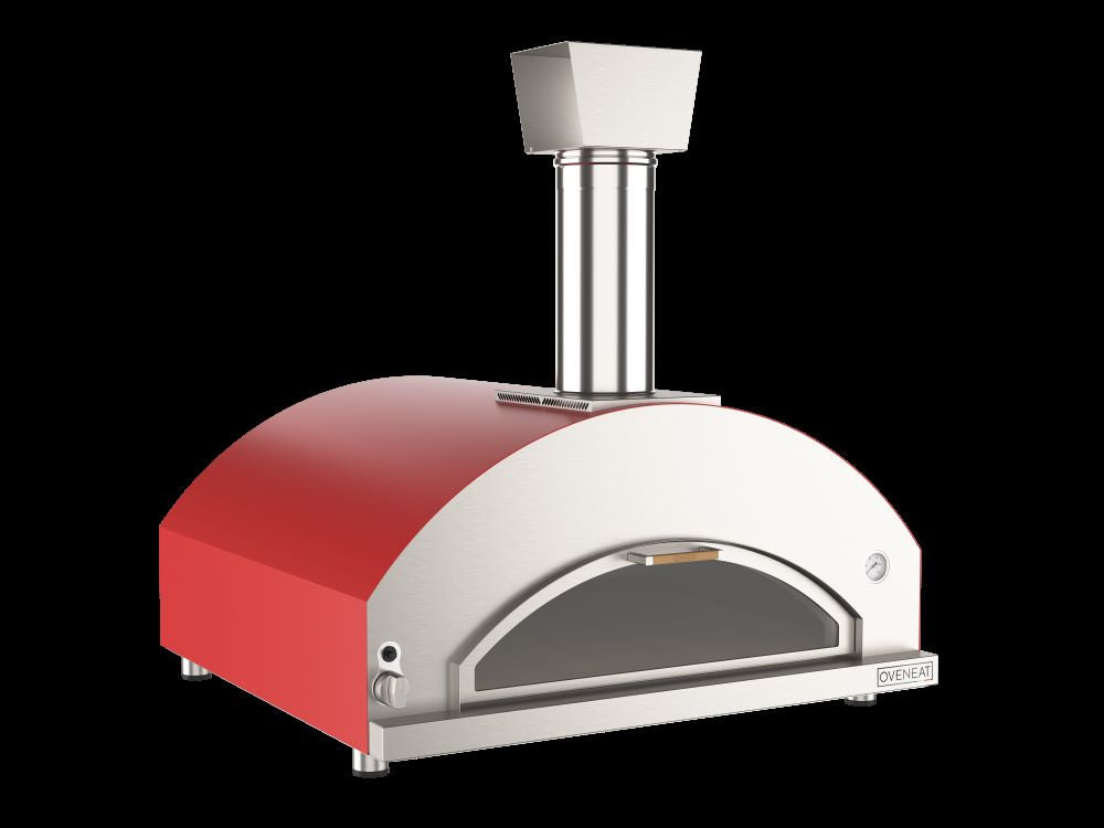 Oveneat GDD-5VR Red Gas pizza oven for upto five pizzas with drop-down glass door includes pizza peel