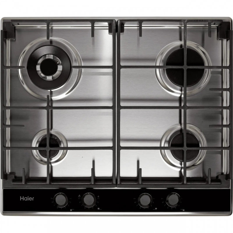 Clearance Haier HAHG6BR4S2X 60cm Stainless Steel Gas Hob with knob controls