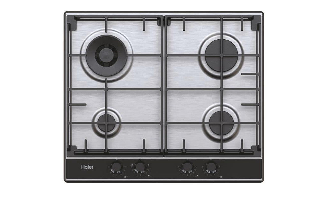 Clearance Haier HAHG6BR4S2X 60cm Stainless Steel Gas Hob with knob controls