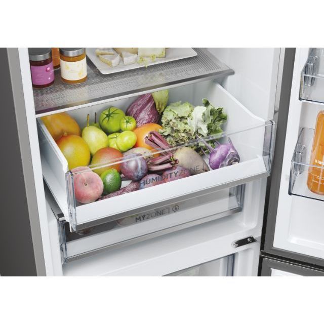 Clearance Haier HDPW5618DWPK 60cm Frost Free Fridge Freezer - Stainless steel