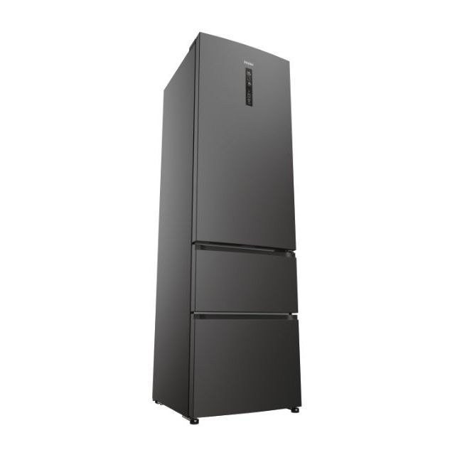 Clearance Haier HETR3619ENPB 60cm 3 Door Fridge Freezer in Slate Black