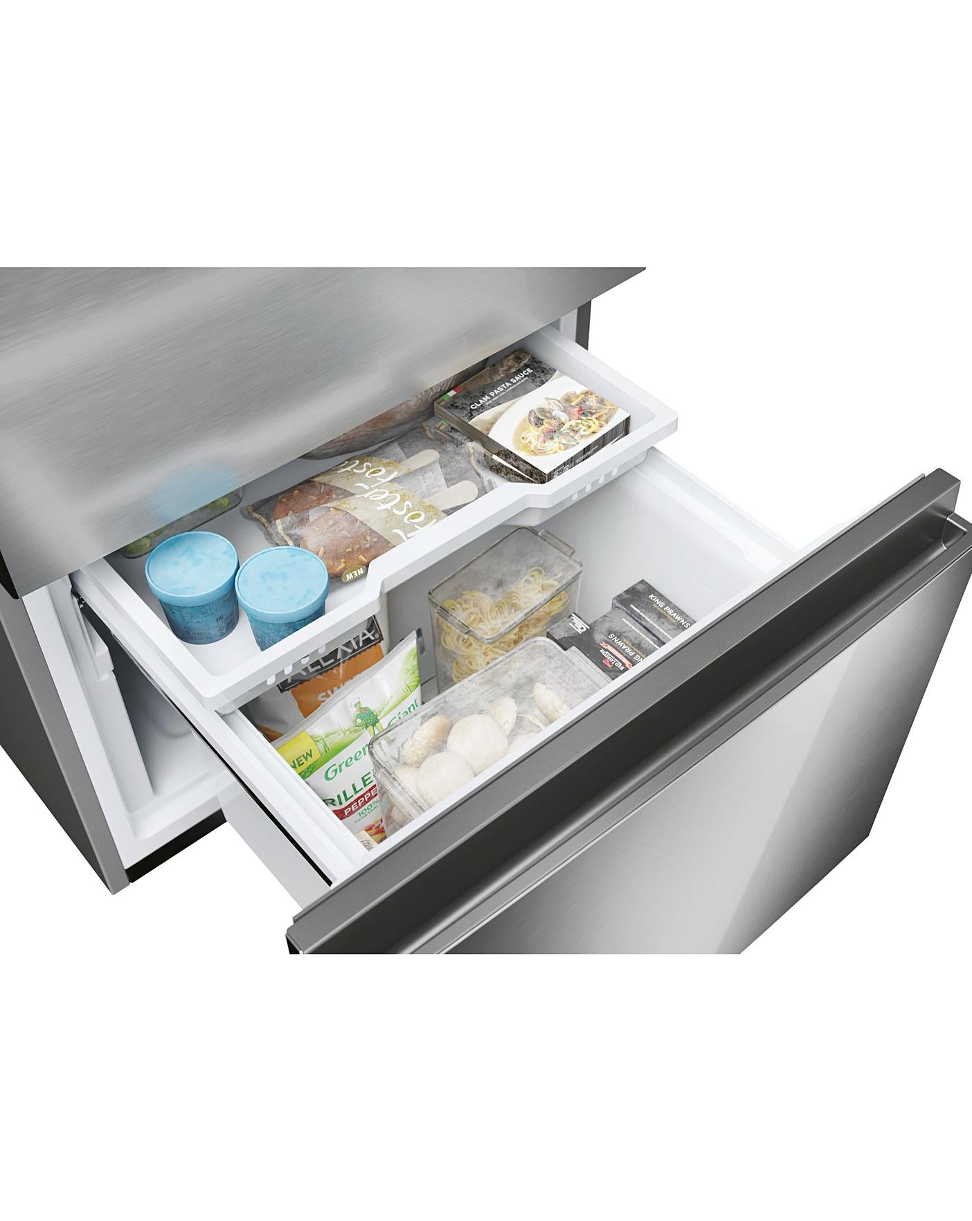 Clearance Haier HTW5618ENMG 60cm 3 Door Frost Free Fridge Freezer - Stainless Steel