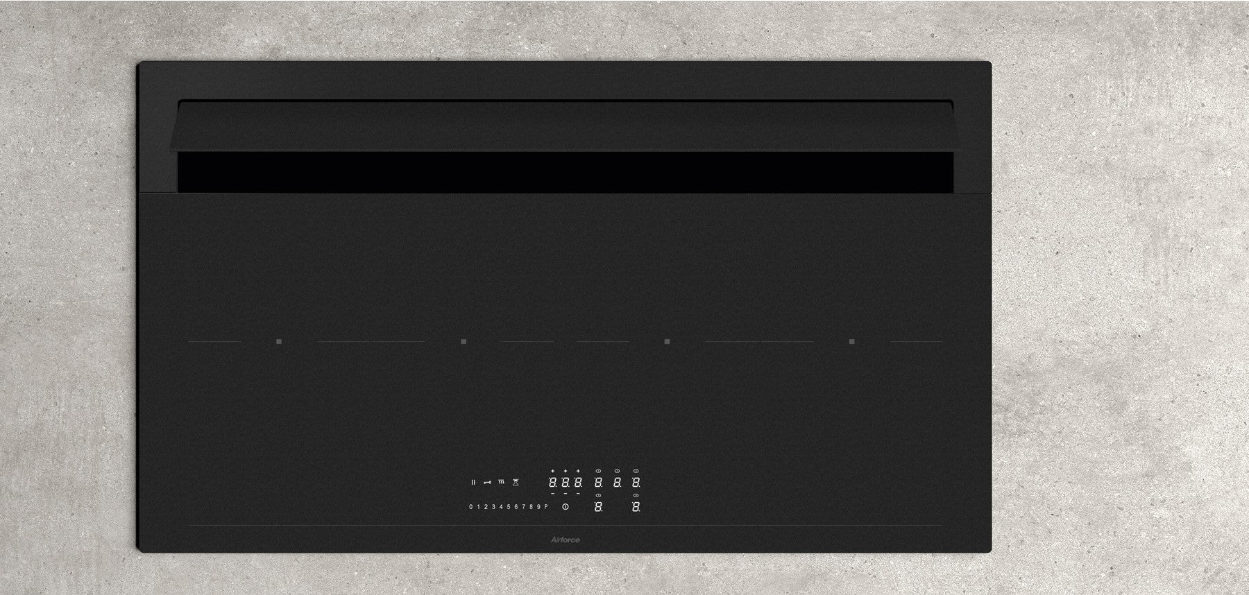 Airforce Innova Slim Plus Petra 90cm Aspirating On-Board Motor with Rear Downdraft Full Matt Glass Finish