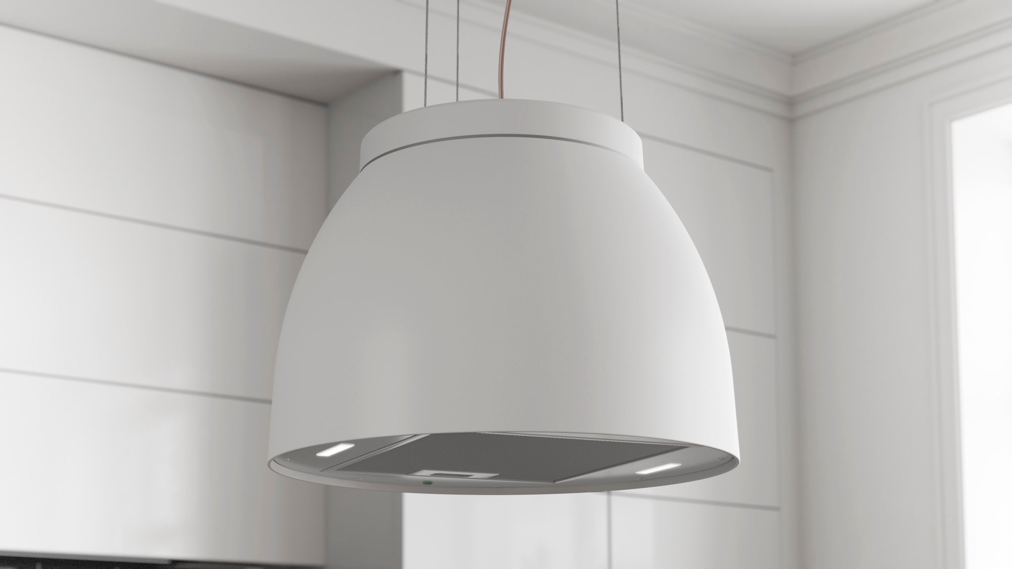 Airforce Luna Island Cooker Hood 45cm in White Satin Finish with Slim LED Lights