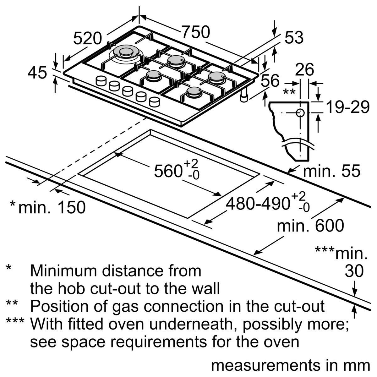 NEFF T27CIS8N0 N70 Gas hob 75 cm Stainless steel