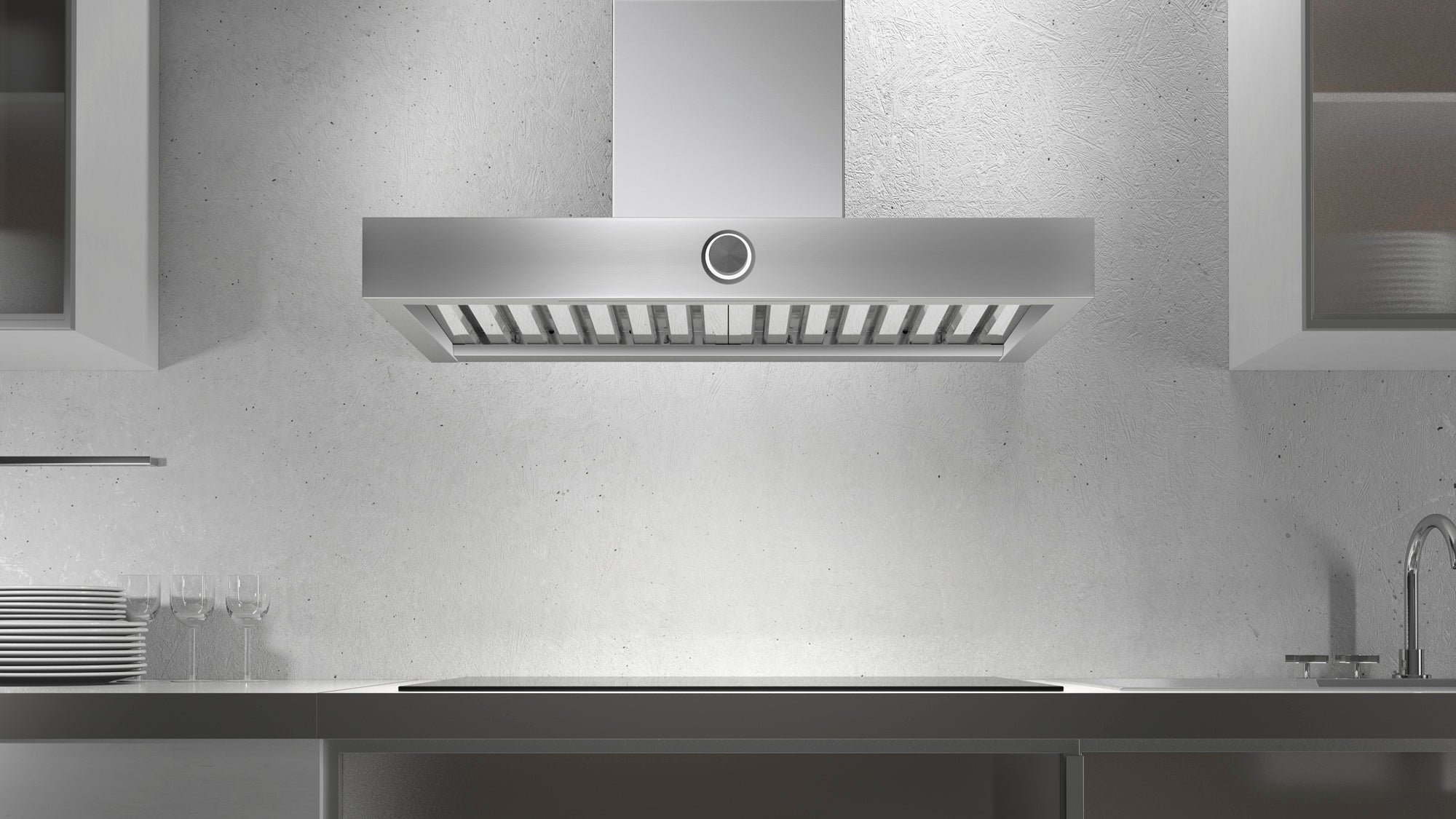 Airforce Vis Boxy No Drop 90cm Wall Mounted with Electronic Rotary Control- Stainless steel Finish