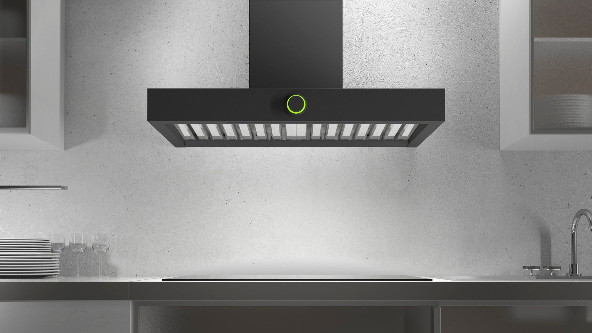 Airforce Vis Boxy 90cm Wall Mounted Cooker Hood in Anthracite with Electronic rotary Control