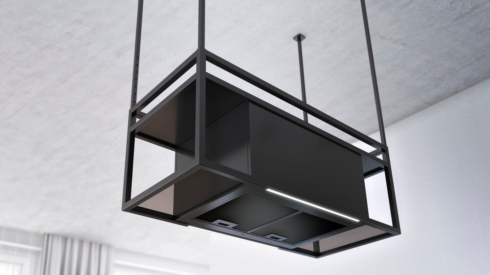 Airforce Q-BIC 90cm Island Cooker Hood Anthracite and Dark Glass-On Poles