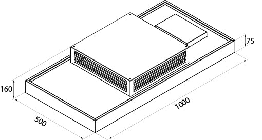 Airforce Silhouette Filtering 100cm Island Cooker Hood with LED lighting Black and Stainless Steel Finish