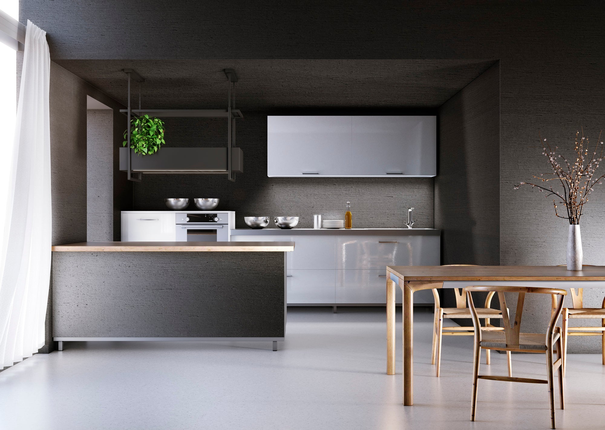 Airforce Side 100cm Island Cooker Hood with Touch Control buttons, 2 Usable shelves in Anthracite Finish