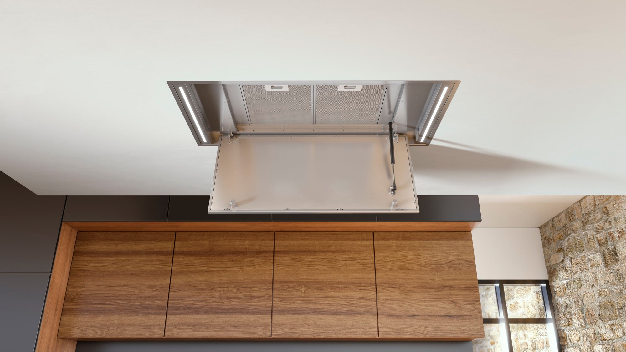 Airforce Silhouette Easy Up 100cm Ceiling Mounted Cooker hood with Flat Motor- Stainless Steel Finish